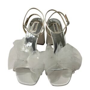 Badgley Mischka White Heels with Tulle Bow